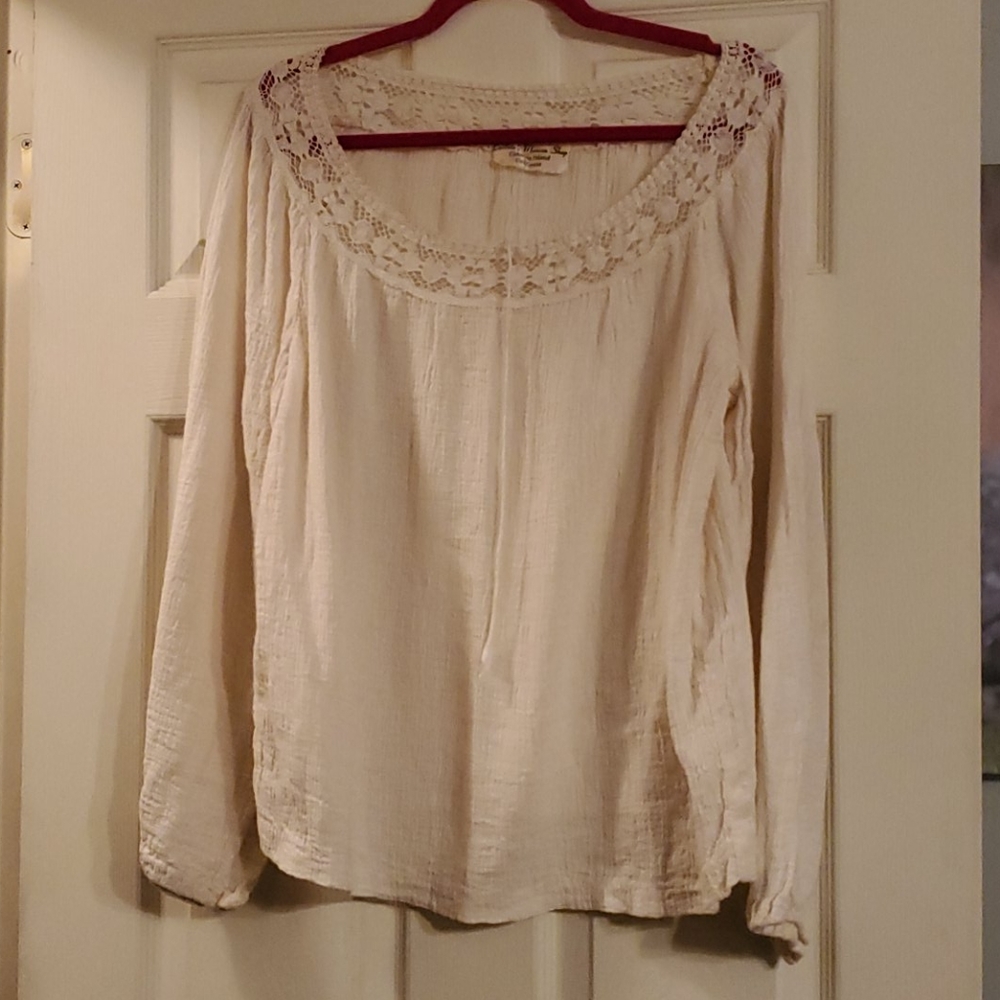 Cream Gauze Long sleeve top